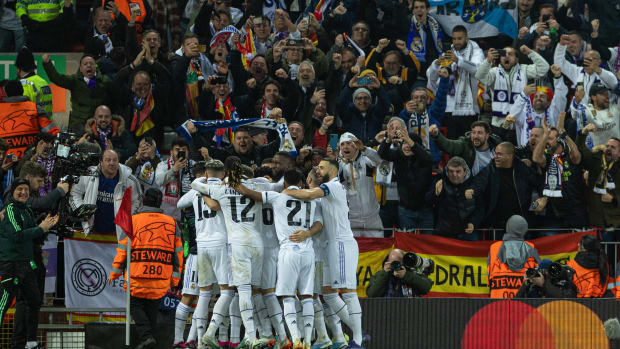 Real Madrid celebrates a goal.